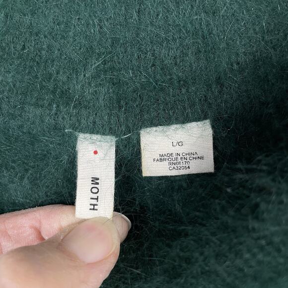 Anthropologie Moth Angora Sweater Size L (Fits M) Emerald Green Fuzzy Soft Warm - Picture 3 of 8